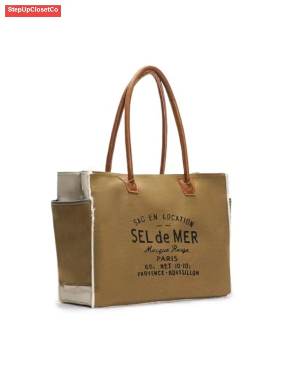 Sel De Mer Upcycled Canvas Leather Tote Bag Women's Handbag Shoulder Purse Hobo
